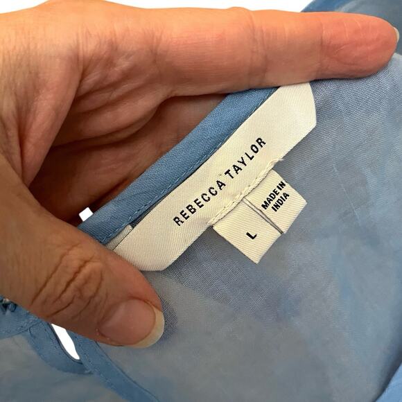 Rebecca Taylor Back Cutout Midi Dress Large Fit And Flare Cap Sleeve Preppy Blue - Picture 5 of 11